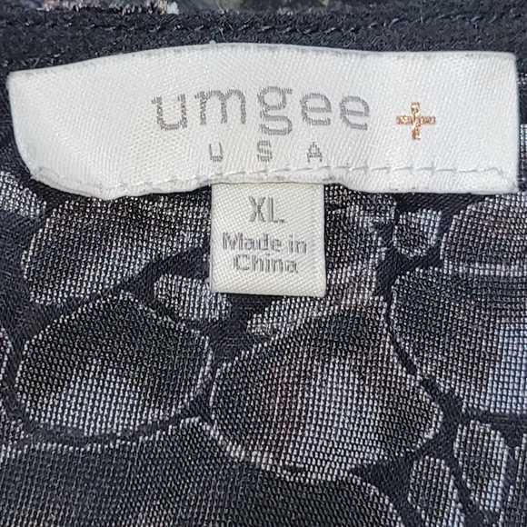 XL UMGEE Cotton Blend Black & Colorful Sheer Velour Bell Sleeve Midi Dress - Picture 8 of 8